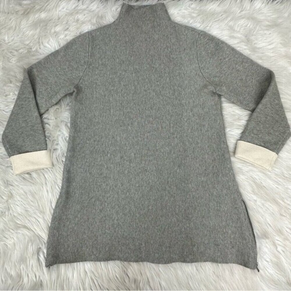 Tahari Womens Gray Mock Neck Tunic Sweater Side‎ Zip Contrast Cuff XS - Picture 8 of 11